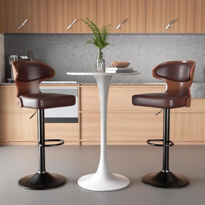 Барний стілець Hawthyhome 4 шт. у наборі, коричневий, з підніжкою та спинкою
