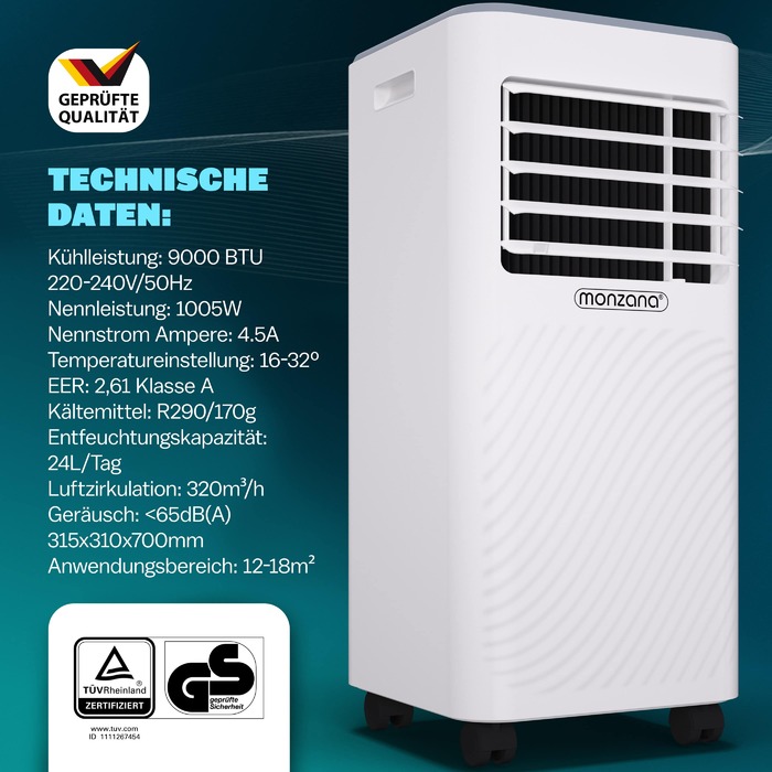 Мобільний кондиціонер MZKA2600 додаток White, голосове керування