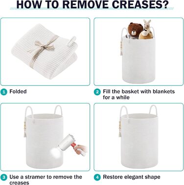 Кошик для білизни YOUDENOVA плетіний, 58L, ручний, з бавовни (білий)