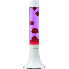 Лава лампа скляна алюмінієва в сріблясто-блакитно-жовтому кольорі вітальня висотою 37,5 см з лампочкою G9 в комплекті Магма ретро-світильник настрою YVONNE (фіолетовий, червоний, білий)