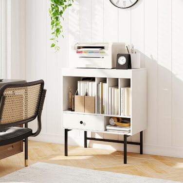 Підставка для програвача COSTWAY з місцем для зберігання вінілових платівок, білий колір, 70 x 36 x 80 см