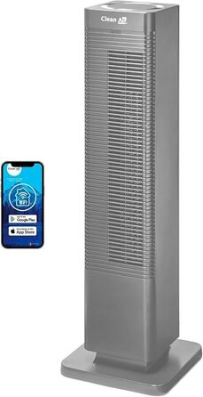 Обігрівач та вентилятор 2-в-1 Clean Air Optima CA-904G Smart: Цифровий термостат, осциляція 80°, для приміщень до 40 м², сірий