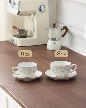 Набір посуду Malacasa LYDIA для 4 осіб (16 предметів): тарілки, чашки, чайний сервіз з рельєфом, бежевий