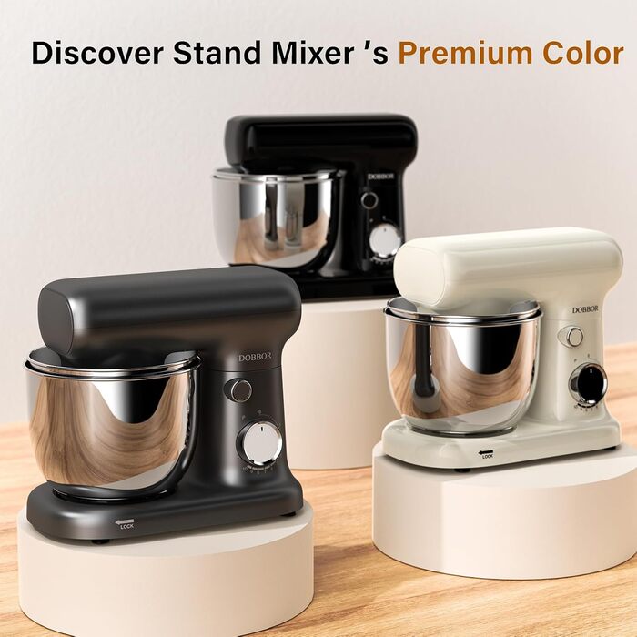 Кухонна машина-міксер з двома чашами 2.5L+3L, 10 швидкостей, 1500W, з гаком для тіста та насадкою для збивання, для випічки та щоденного приготування їжі (сріблясто-сірий)