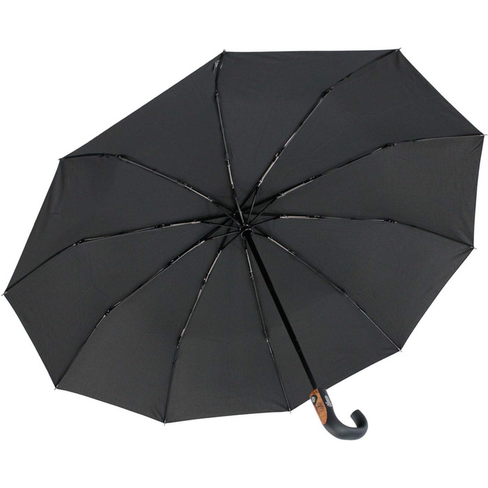 Чоловіча кишенькова парасолька з відкритим і закритим автоматична кругла ручка-гачок з дерева виглядає чорною