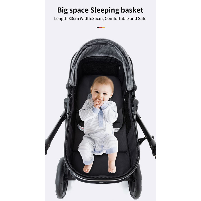 Дитяча коляска YAZOCO 3 в 1 з люлькою, автокріслом та прогулянковим блоком. Коляска-трансформер, легка алюмінієва рама, сірий колір. Комплексна комплектація.