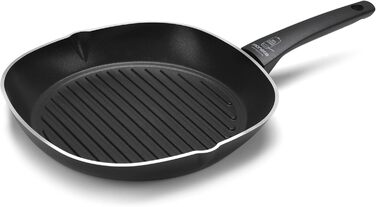 Сковорода гриль Moneta Ricla 28 см, з дозованим покриттям, чорна, з корпусу з 100% переробленого алюмінію