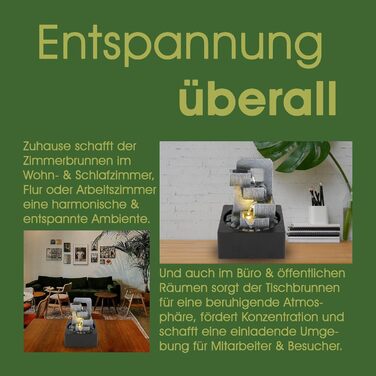 Декоративний фонтанчик для дому з підсвіткою, сірий, 5-рівневий