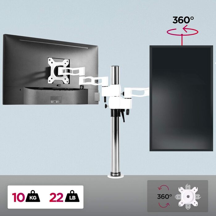 Підставка для двох моніторів Duronic DM35V2X1 | Регульована, гнучка, VESA 75/100 | Для офісу та дому