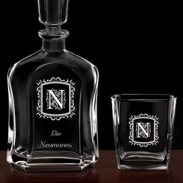 Мавертон Віскі Карафа + Набір склянок для віскі (2/4/6 шт.) з гравіюванням - 700 мл - Чудовий подарунок на весілля для пари