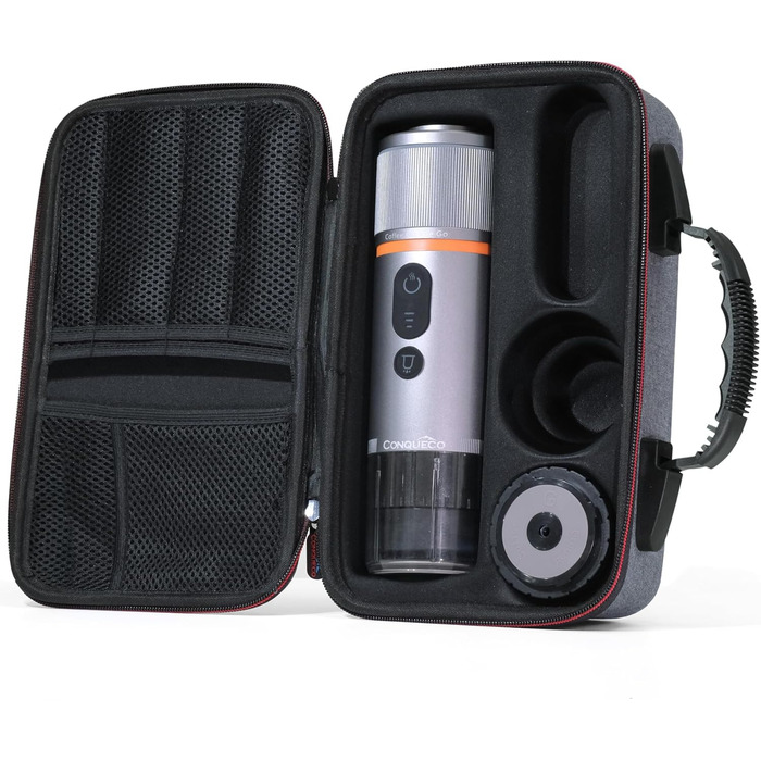 CONQUECO Портативна Еспресо-машина: Електрична кавомашина 12V для авто та подорожей. Сумісна з капсулами NS та меленою кавою (Сірий, 3 шт.)