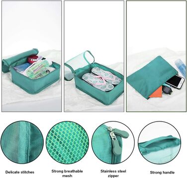 Набір органайзерів для валізи та подорожей Packing Cubes, водонепроникні сумки для одягу, 14 шт, небесно-блакитний