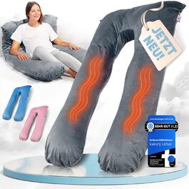 Подушка для сну на боці Lotus [З підігрівом] XXL, подушка комфорту, вагітна подушка, подушка для годування | (Світло-сірий)