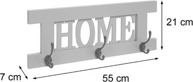Набір настінних вішалок Mendler HWC-C60 HomeFamily Панель вішалок для одягу, потертий вінтаж - (сіро-блакитний, 21 x 60 x 7 см)