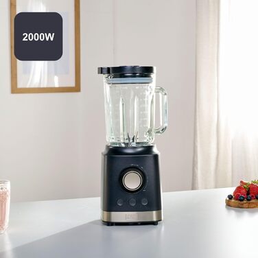 Блендер Black+Decker BXJB1201E 2200W з 2.2L скляною ємністю, 8 швидкостей, 6 нержавіюючих лез, функцією імпульсу, для приготування смузі та подрібнення льоду, LED-дисплей, система безпеки