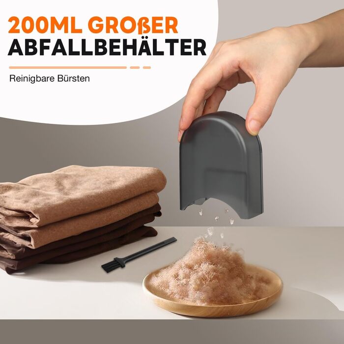 Електричний видалення ворсу Ziitty: 3 режими, 6-клинковий насадка, для різних тканин, Type-C зарядка, щітка для чищення