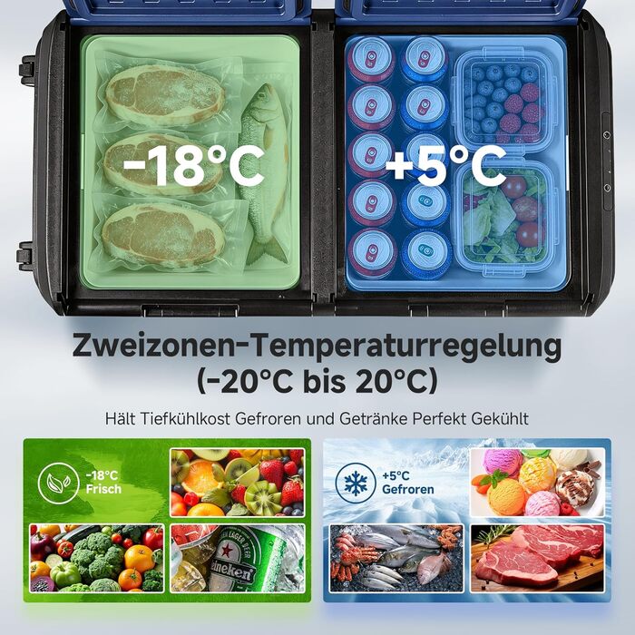 Автомобільний холодильник AAOBOSI 95л: Електричний компресорний бокс, IPX4 водонепроникний, -20°C до +20°C для авто, кемпінгу, подорожей