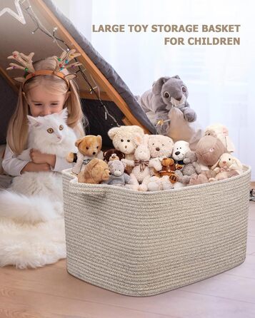 Складний кошик для білизни, 63L, з бавовни, плетений, з ручками, для ковдр, одягу, іграшок, 2 шт. (білий та коричневий)