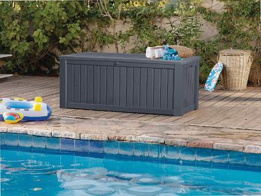 Ящик для подушок/зовнішній ящик Koll Living 570 л, водонепроникний, з вентиляцією, дерев'яний вигляд (антрацит), витримує до 250 кг