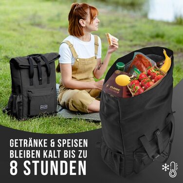 Терморюкзак Coolin' Kühlrucksack 30L: 30 літрів, відділення для охолодження, пляшки, пікнік, пляж, подорожі. Білий (Чорний)