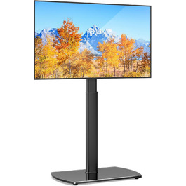 Підставка для телевізора YOMT на підлогу для екранів 27-65 дюймів, універсальна, поворотна, з регулюванням висоти, чорна
