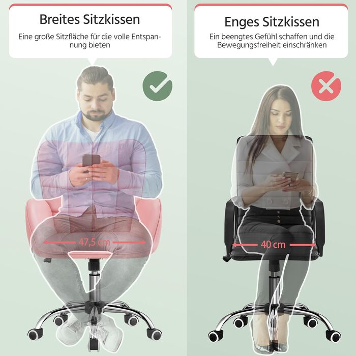 Крісло офісне Yaheetech ергономічне, з регулюванням висоти, з підлокітниками, на роликах, до 136 кг, біле (рожеве)