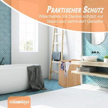 Кошик для білизни Relaxdays з бамбука та кришкою