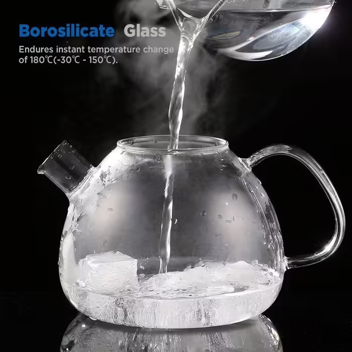 Чайник Ecooe 1500 мл з боросилікатного скла з бронзовою кришкою, знімним ситом з нержавіючої сталі 18/8, термостійкий, для чорного, зеленого, фруктового та ароматизованого чаю, пакетиків