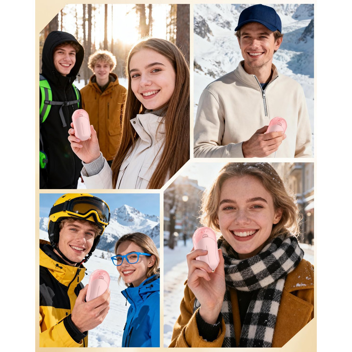 Електричні грілки для рук BOSONER 2 шт. 6000mAh USB, портативні, для чоловіків та жінок, рожеві