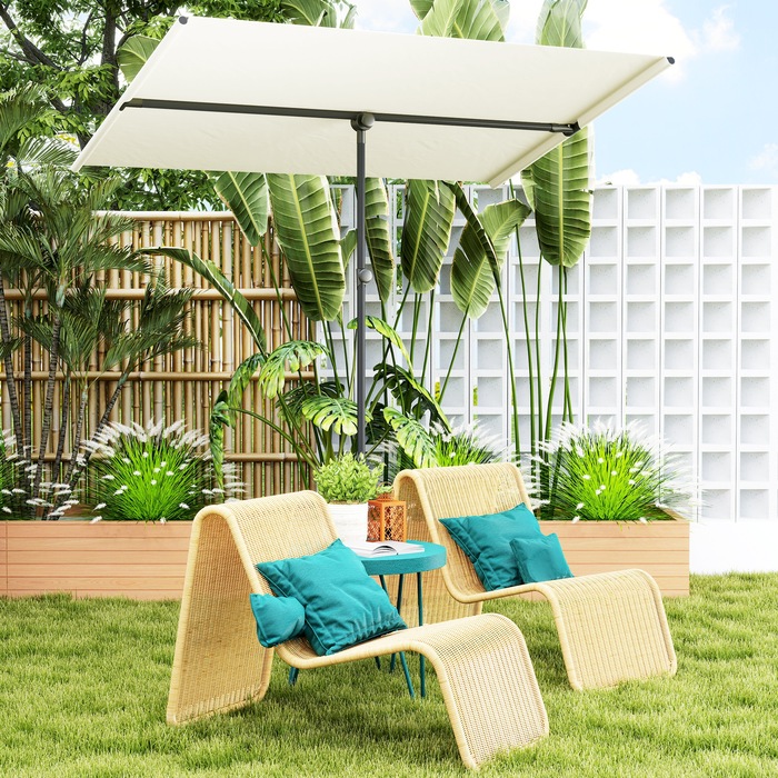 Outsunny Parasol Садова парасолька з регулюванням висоти на 180 градусів з алюмінієвим стовпом Маркет Парасолька Захист від сонця Парасолька Консольна парасолька Балконна парасолька Парасолька для балкона 150x205см Бежевий