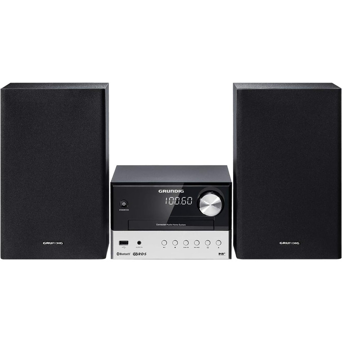 Мікросистема Grundig CMS 1050 DAB BT, CD/MP3, USB, чорний/сріблястий, 30 Вт RMS, ексклюзив Domopolis