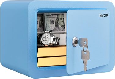 Дитячий сейф-сховище Mini Safe Box: сталевий сейфчик з ключем, 16.9 x 22.9 x 17.6 см, блакитний