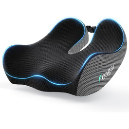 Ортопедична подушка для сидіння Feagar з memory foam - ергономічна подушка для офісного крісла, авто та дому - для полегшення болю в куприку при тривалому сидінні, неслизька (до 100 кг) (Сірий)