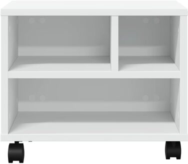 Підставка для принтера на колесах з місцем для зберігання, біла, з ДСП, для офісу та робочого кабінету