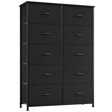 Комод з тканини Somdot з 8/10 висувними ящиками, білий/чорний (30x80x114.5 см)