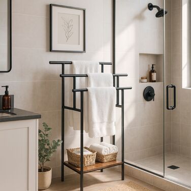 Підставка для рушників з полицею Relaxdays