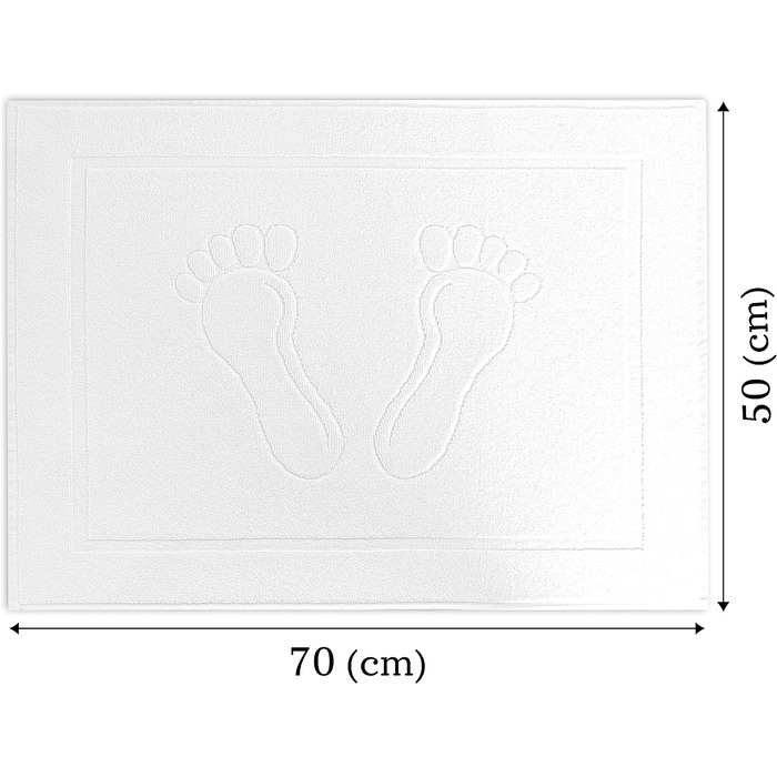 Комплект з 2 килимків для ванної Vency з 100 бавовни, Килимки для ванної 50x70 см, швидковисихаючі Килимки для душу 550 г / м2 Колір (Білий)