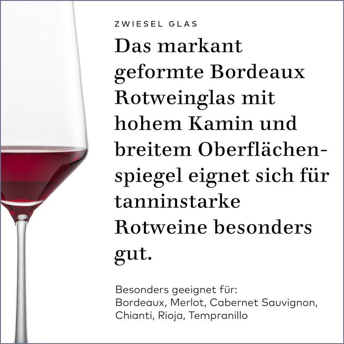 Келих для червоного вина Zwiesel Cabernet Pure (набір з 2 шт. ), витончені келихи для червоного вина, келихи для миття в посудомийній машині Tritan Crystal, виготовлені в Німеччині (арт. No 122315) (келих для червоного вина Бордо (2 шт.))