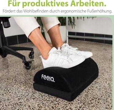 Підставка для ніг під стіл Feela® - ергономічна підставка для ніг, footrest, фотрест для комфорту без підігріву (чорний)