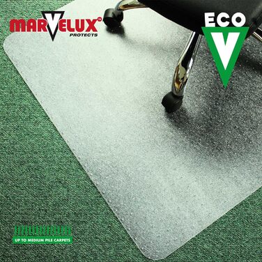 Офісне крісло Marvelux Eco Enhanced Полімерне Захисний килимок для килимів, прямокутний килимок для офісного крісла, прозорий подушечка для стільця, доступний у різних розмірах (75 х 120 см)