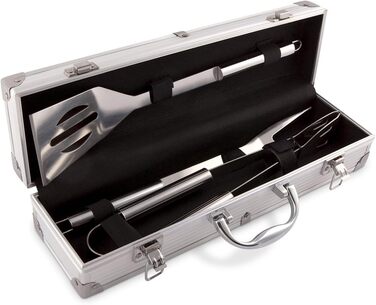 Набір для гриля 3 шт. з нержавіючої сталі: шампури, щипці, лопатка з гравіюванням імені