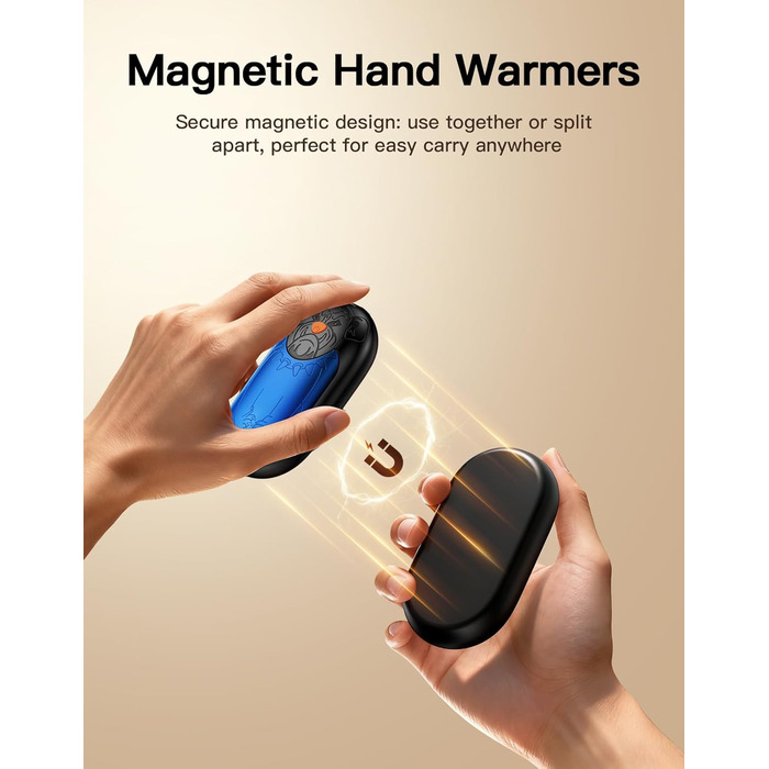 Електричний гріє для рук 2 шт. | Перезарядний кишеньковий гріє з 3 режимами, 6000mAh для жінок, чоловіків, кемпінгу, полювання, гольфу, блакитний