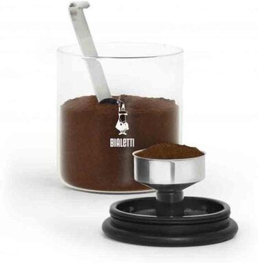 Склянка для кави Bialetti 250 г (з кришкою), прозора, чорна, Single
