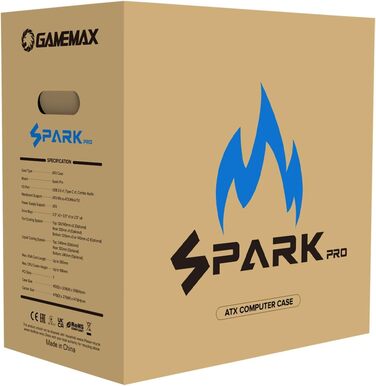 Ігровий корпус GameMax Spark Pro Cube ATX з двома загартованими скляними панелями, USB 3.0, Type-C, чорний