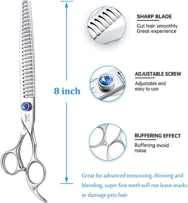 Професійні ножиці для стрижки собак JASON, ножиці для стрижки шерсті, ножиці для стрижки собак, кішок, 8 дюймів, 26 зубів, з нержавіючої сталі марки Japan 440C, 8,0'