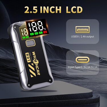 Powerbank Starthilfe 4000A: Портативний пусковий пристрій для авто 12V з LCD дисплеєм та LED ліхтариком. Підходить для бензинових (9.0L) та дизельних (7.5L) двигунів. Ідеально для SUV, мотоциклів та газонокосарок.