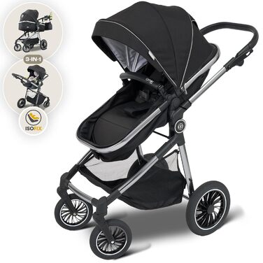 Дитяча коляска 3 в 1 AMOR BABY Primus (Чорна) | Автокрісло, люлька, прогулянкова коляска | Isofix, 5-точкова система безпеки