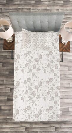 Набір покривал сірий, романтичні домашні квіти, набір з наволочками сучасного дизайну, для двоспальних ліжок 220 х 220 см, світло-блакитний (170 см х 220 см, мульти 1)