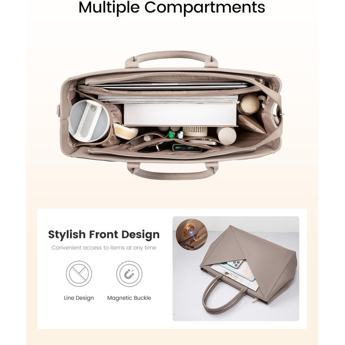 LOVEVOOK Сумка для ноутбука 15.6 дюймів, жіноча, велика, з натуральної шкіри, на плечі, для роботи, навчання, офісу, універсальна, сумка-шоппер, тоут, для жінок