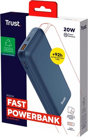 Вт, PD 18W USB-C, QC 3.0, 50 перероблений, в т.ч. кабель, синій, 10000mAh 20